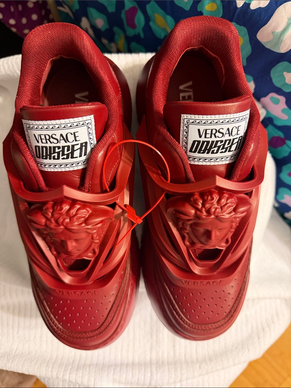 Versace Kids Red Medusa Detail Sneakers